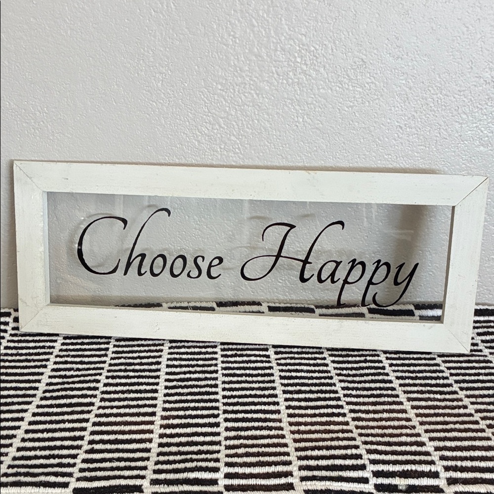 Grandmacore White Framed 'Choose Happy' Wall Decor